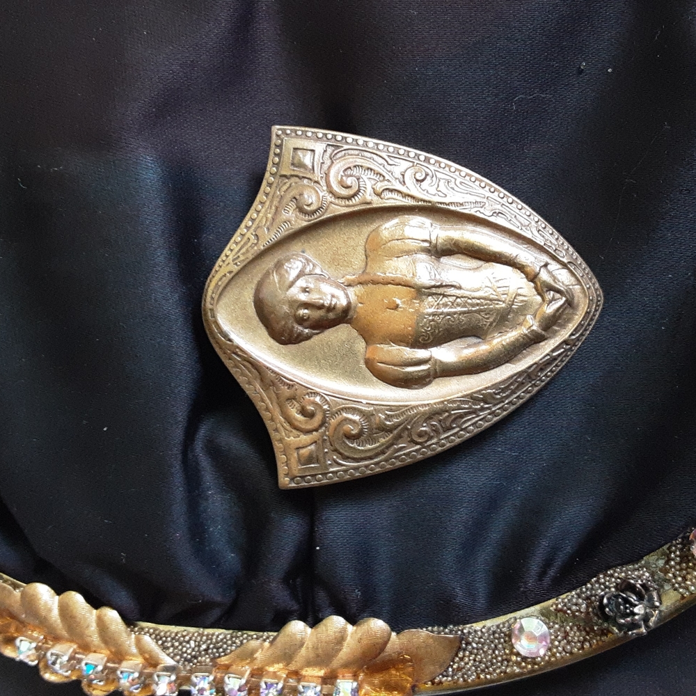 Vintage Hand Engraved Brass "Victorian" Brooch